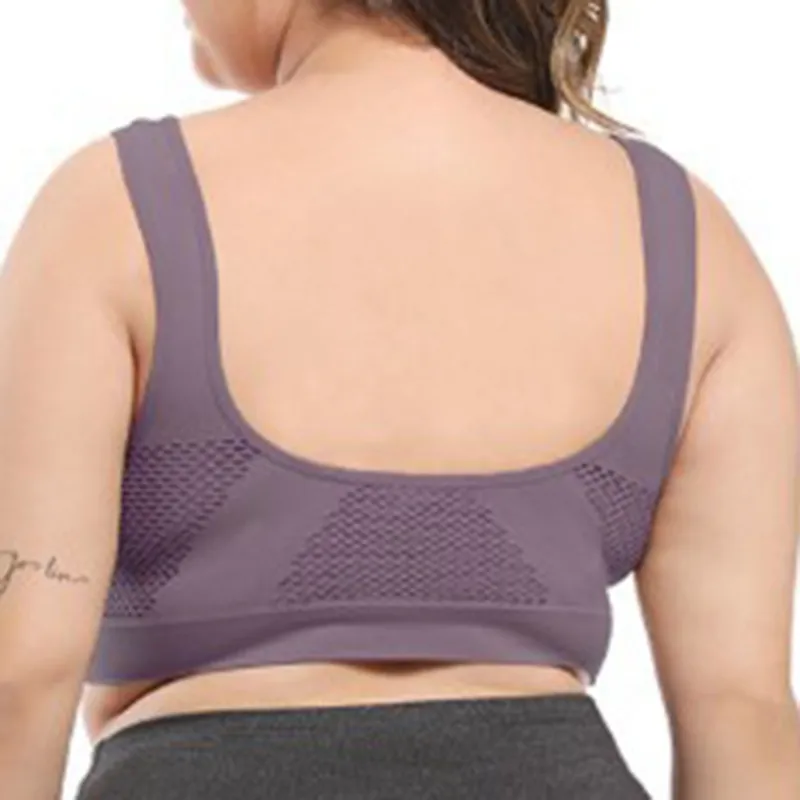 Plus Size Women Shockproof Breathable Wireless Push-up Vest Bra Sports  Underwear