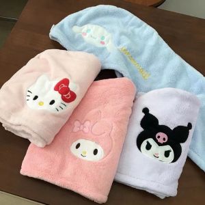 Cute Kuromi Hair Drying Cap Cartoon Anime Coral Fleece Absorb Water Quick-Drying Headscarf Household Towel Quick-Drying No Lint
