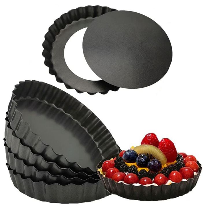 6 Pack 5 Inch Mini Tart Pans with Removable Bottom Round Nonstick ...