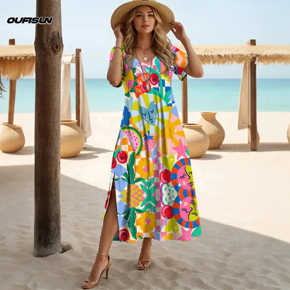 Dress New Arrival Hawaiian Long Dress For Women Beach Wear Outfit For Women V-Neck Colorful Bohemian Soft Dress Summer Outfit For Women Plus Size V-Neck Casual Wrap Dress - Lazada | Lazada Dress New Arrival Hawaiian Long Dress For Women Beach Wear Outfit For Women V-Neck Colorful Bohemian Soft Dress Summer Outfit For Women Plus Size V-Neck Casual Wrap Dress - Lazada | Lazada