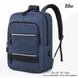 15 inch Laptop USB Backpack Men Waterproof Backbag Male Business Backpack With Reflective Strip 28x40x14cm