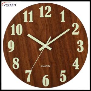 【Vktech】12 Inch Silent Glow Night Lights Battery Operated Luminous Digital Wooden Clock for Xmas New Year Present【1-3 days Delivery】