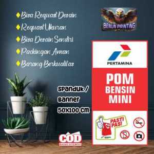 Spanduk Banner 50X100 Cm Semtik (Pom Mini) Bisa Request Desain