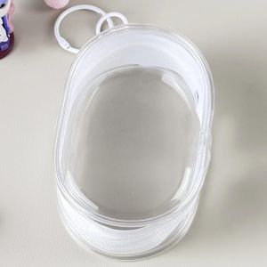 Transparent Collapsible Storage Box Portable Cable Earphone Charger Organizer Pouch with Hook