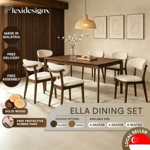 Flexidesignx ELLA Solid Wood Dining Set Pet Friendly Chair Easy Clean Wooden Chair Walnut Beech