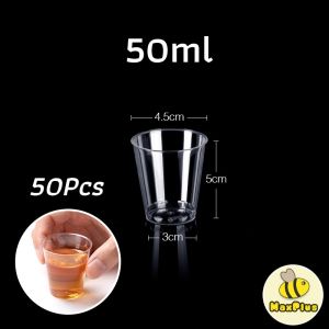 MaxPlus 50pcs Disposable Plastic Cup Transparent Household Meal Cup Wedding Cups 30ml 50ml