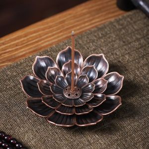 【Lowest price】Incense Burner Lotus Incense Stick Holder Buddhism Decoration Censer Insenso Stick