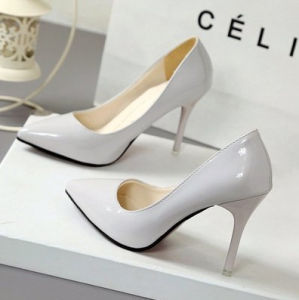Free Shipping Nude-Colored Stiletto Heels Pointed-Toe Black Work Shoes WomenS Patent Leather Shoes Blue Shoes In Larger Sizes Red Wedding Shoes
