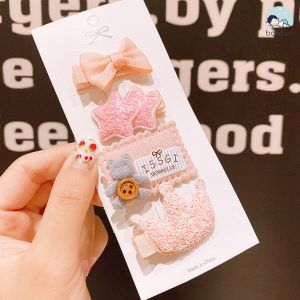 Set 4 cặp Găm Tóc Cho Bé Gái Xinh Xắn Thiết Kế Hoạt Hình Dễ Thương Phong Cách Hàn Quốc Từ 2-5-12 Tuổi