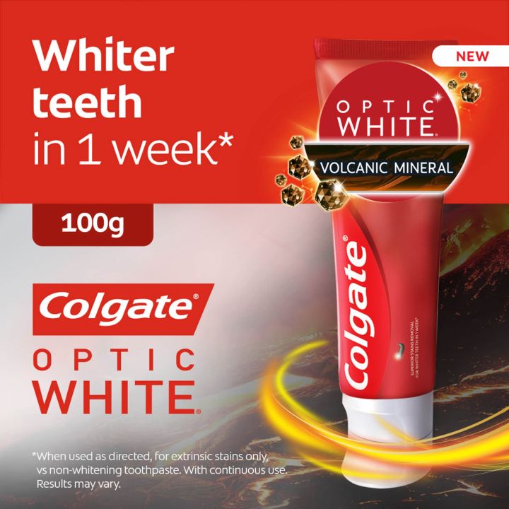 COLGATE Odol Pasta Gigi Optic White Volcanic Mineral - Isi 100g