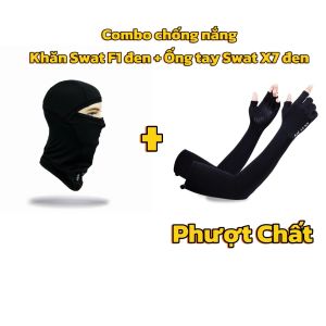 COMBO chống nắng Ống tay Swat X7 và Khăn ninja F1 thun co dãn thấm hút mồ hôi chống tia UV