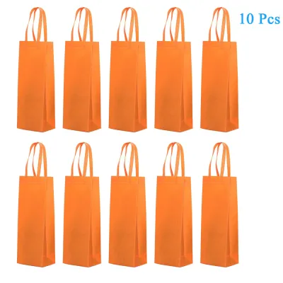 Single Bottle Wine Tote Holder 10 Pack Wine Gift Bags Non-Woven Single Bottle Wine Bag with Handle Reusable Wine Tote Bag Holder for Party Wedding Birthday
