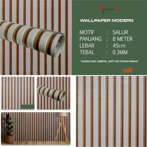 Wallpaper Vinyl Motif Salur Modern Premium Quality 45cm x 10m Anti Air Tahan Panas