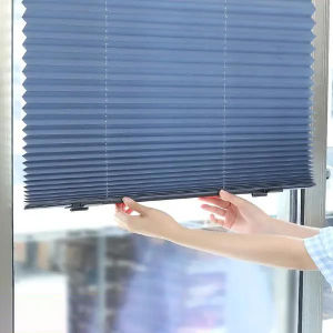 Blind for Window Self Adhesive Pleated Blinds Cordless No Drill Fabric Blinds Room Darkening Shades Blackout Shades for Bathroom
