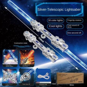 Children Colorful Glowing Sword Toys Telescopic Music Laser Sword 2-in-1 Rotating Decompression Toy Light Sword Kids Adult Toys