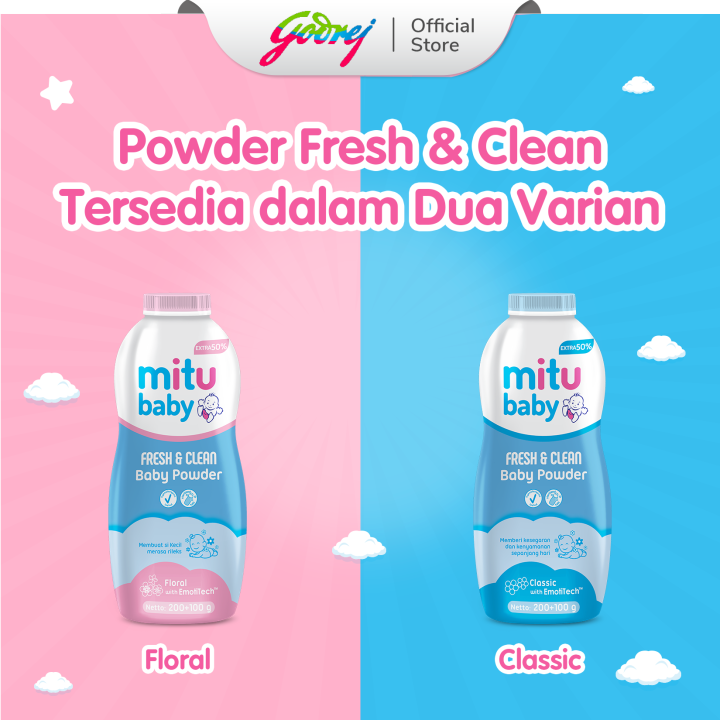 [Paket isi 2] Mitu Baby Powder Bottle Pink 200+100gr - Bedak Tabur Bayi ...