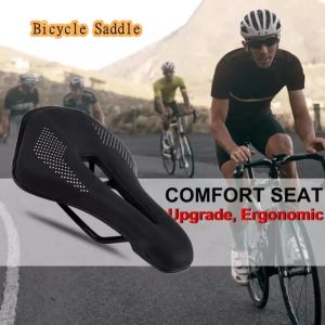 [Philippine Local Delivery + COD]Bicycle Saddle Seat Road Steel Rails MTB Bike Saddle Hollow Breathable Cycling Cushion Soft PU Leather Road Mountain Bike Saddle Bicycle Accessories