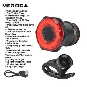Đèn hậu (đèn sau) ĐÈN SÁNG MÀU ĐỎ xe đạp của nhà Meroca có hai kiểu lắp đặt bản gắn cốt yên hoặc bản gắn yên xe dành cho xe đạp