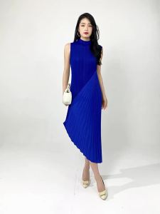 Pleated Skirt Commuter High-Grade Womens Irregular Stitching Elegant Dress 24531zsj -- Z7135