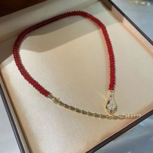 Bellux 925 Silver Plated TK Hot Selling Necklace Vintage New Chinese Natural Red Beads K Gold Snake Necklace