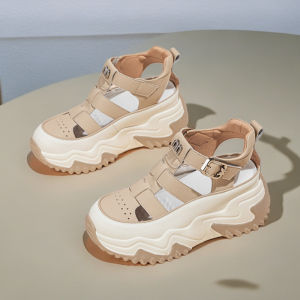 [Free Shipping] Thick-Soled WomenS 2026 Summer New Style Student Roman Sandals Hollowed-Out Fashionable And Height-Increasing Casual Shoes