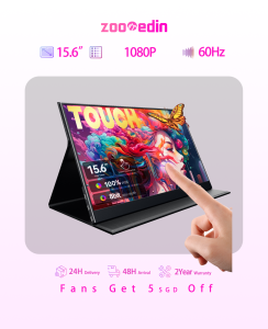 【Local Warehouse】ZOOMEDIN 15.6 1080P FHD Touch Screen Ultra-Slim Portable Monitor for Laptop100% SRGB External monitorDual Speaker Extender Display.USB HDMI VESA with Smart Cover for LaptopPC Phone Xbox PS4/5 Switch【Delivered Whinin 72 Hours】