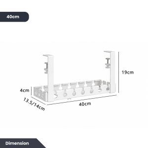 Easyhome.sg Under Desk Cable Management Tray Clamp On Under Table Cable Organizer Power Strip Socket Holder