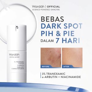 WARDAH CRYSTAL SECRET SERUM NIACINAMIDE Tranexamic Acid TXA + Alpha Arbutin Dark Spot Brightening Serum - Serum Mencerahkan Kurangi Bintik Hitam Bekas Jerawat untuk Semua Jenis Kulit glowing kulit kusam melembabkan - Skincare