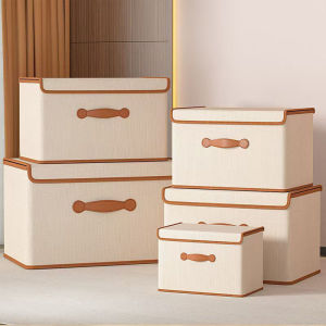Large Capacity Foldable Clothes Organizer Box With Cover Kotak Penyimpanan Debu-Proof Oxford Cloth Underwear Clothes Storage Wardrobe Organizer