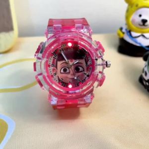 女童手表電子手錶 Watch For Kids Boy 小天才手表小孩子手表【店铺热销】新款哪吒敖丙七彩闪光超人小学生手表儿童卡通手表赛罗迪迦奥特曼