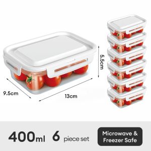 VK 6PCS Lunch Box Food Container Food Storage Bento Box Air Tight Container Kitchen Storage Microwaveable