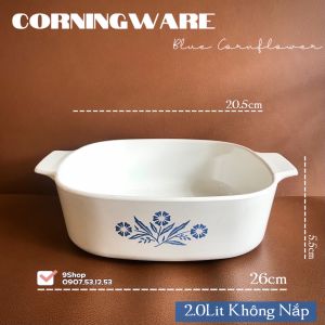 [Hiếm] CorningWare - Blue CornFlower - 01  Nồi Vuông Bằng Thuỷ Tinh Chịu Sốc Nhiệt Nhiều Size [Bán Lẻ]