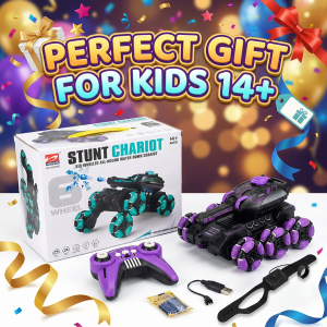 Rechargeable RC Stunt Chariot Tank Car Toy Sensor Remote Control Birthday Present Gift for Boy Kids