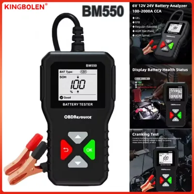 【COD】KINGBOLEN-Car Battery Tester 100-2000 CCA Car Battery Tool 6V 12V 24V Car Battery Tester Car Battery Analyzer BM550 Battery Testing Tool