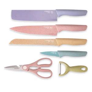6in1 Pastel Color Knife Set 1.5 Thickness High Quality Kitchen Knife & Tools Stainless Steel Portable