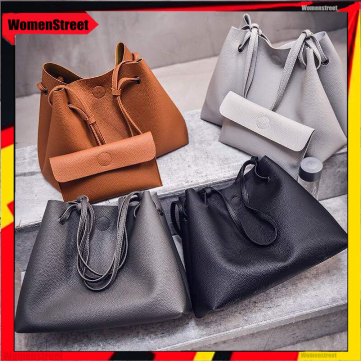 Malaysia 2 in 1 Large Tote Bag Shoulder Handbag Beg Tangan Travel Sling Purse Pouch for Women Perempuan Student Office Lady Wallet Casual Dinner Cantik Girl Korea Japan Ready Stock Lazada