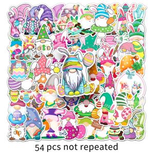 54 cái Easter Gnome sticker nhỏ hoạt hình dễ thương người graffiti đề can không thấm nước trang trí máy tính xách tay hành lý trẻ em dán