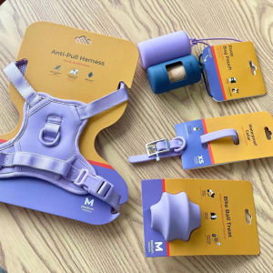 Macaron Color Dog Leash Five Piece Set Large Dog Chest Harness Set