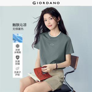 Giordano Beau Monde Women Cooling antibacterial print short sleeve tee Free Shipping 13326281