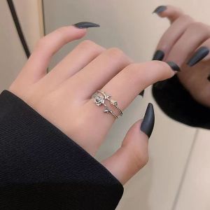 ASRV 925 Sterling Silver Double-Layer Thorns Rose Ring for Women - Unique Design and Fashionable