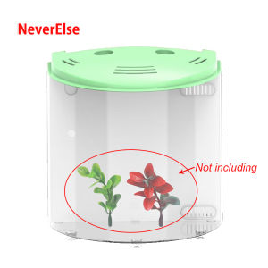 5L Capacity Small Acrylic Desktop Fishtank Bowl for 10 gallon USB mini Aquarium Tank Table Decoration LED Lighting + Water Pump + Filter Sponge + Adjustable Air/Oxygen USB Desk Aquarium Fishtank with filter pump waterfall Mini Office Fishes Bowl