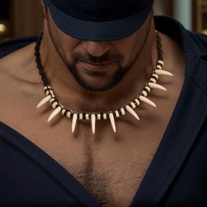 Artificial Wolf Necklace Woven Bohemian Imitation Wolf Teeth Necklace Couple Necklace Amulet Gift DIY Decoration