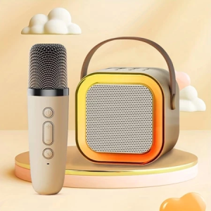 Loa Bluetooth Karaoke Mini K12 Kèm 2 Micro Không DâyThiết Kế Nhỏ Gọn Tiện Dụng Thay Đổi Giọng Dễ Sử Dụng