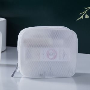 COLOO Portable Fashion Zipper Bag Travel Organizer Large Capacity Organizer Case White Square Bag Cosmetic Cases Makeup Bags Storage Toiletry Bag Mesh Cosmetic Bag Combination