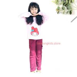 SETELAN ANAK PEREMPUAN BAHAN PLIS CELANA CARGO UNTUK USIA 1-5 TAHUN