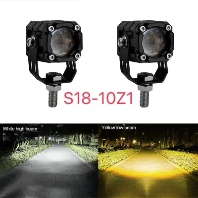 FS แพ็ค 2ชิ้น ไฟโปรเจคเตอร์ ไฟหน้ารถยนต์ LED ไฟสปอร์ตไลท์มอเตอร์ไซค์ สว่างมาก 2 สเต็ป (เเสงสีขาว+แสงสีส้ม) 88W+88W LED DC9V-36V (2ชิ้น) มีรุ่นใหม่