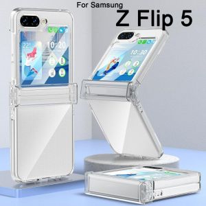 Samsung Galaxy Z Flip 5 Foldable Phone Case with Hinge Shockproof Slim Transparent Anti-scratch Protective Shell PC Screen Protector