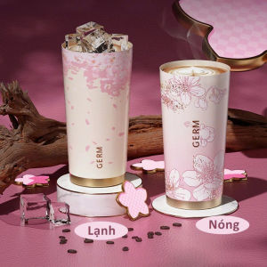 Ly Giữ Nhiệt Inox 316 Nguyên Khối GERM Hoa Anh Đào 500ml Màu Ombre - Quà Tặng Cao Cấp - GE-24SS-DB77