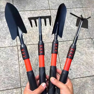 Bộ Dụng Cụ Làm Vườn 4 Món Bằng Thép Không Gì Tay Cầm Cao Su Chắc Chắn