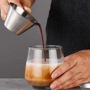100ML Barista Latte Cups Stainless Steel Measuring Cup Coffee Measure Espresso Machine Ounce Cup for Barista Home Cafe